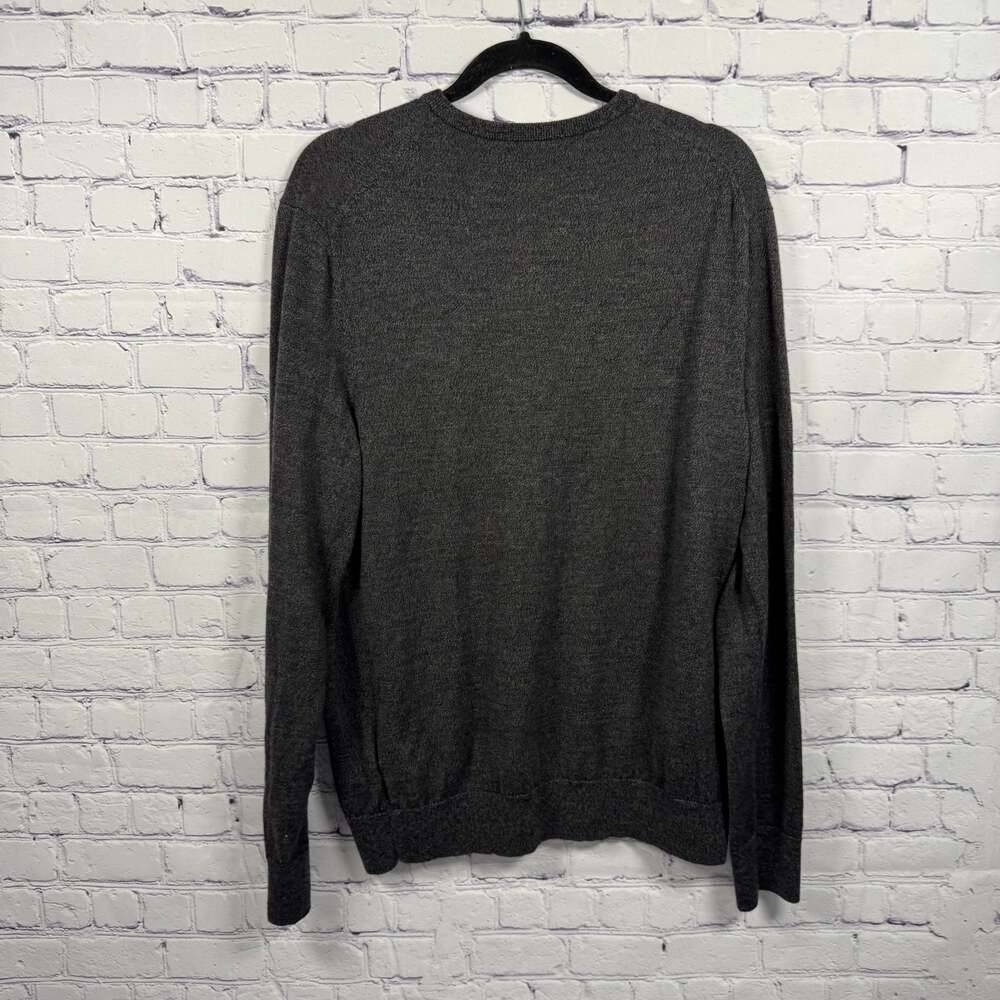 Calvin Klein Men's Gray Extra Fine Merino Wool V-Neck Sweater - Picture 2 of 6